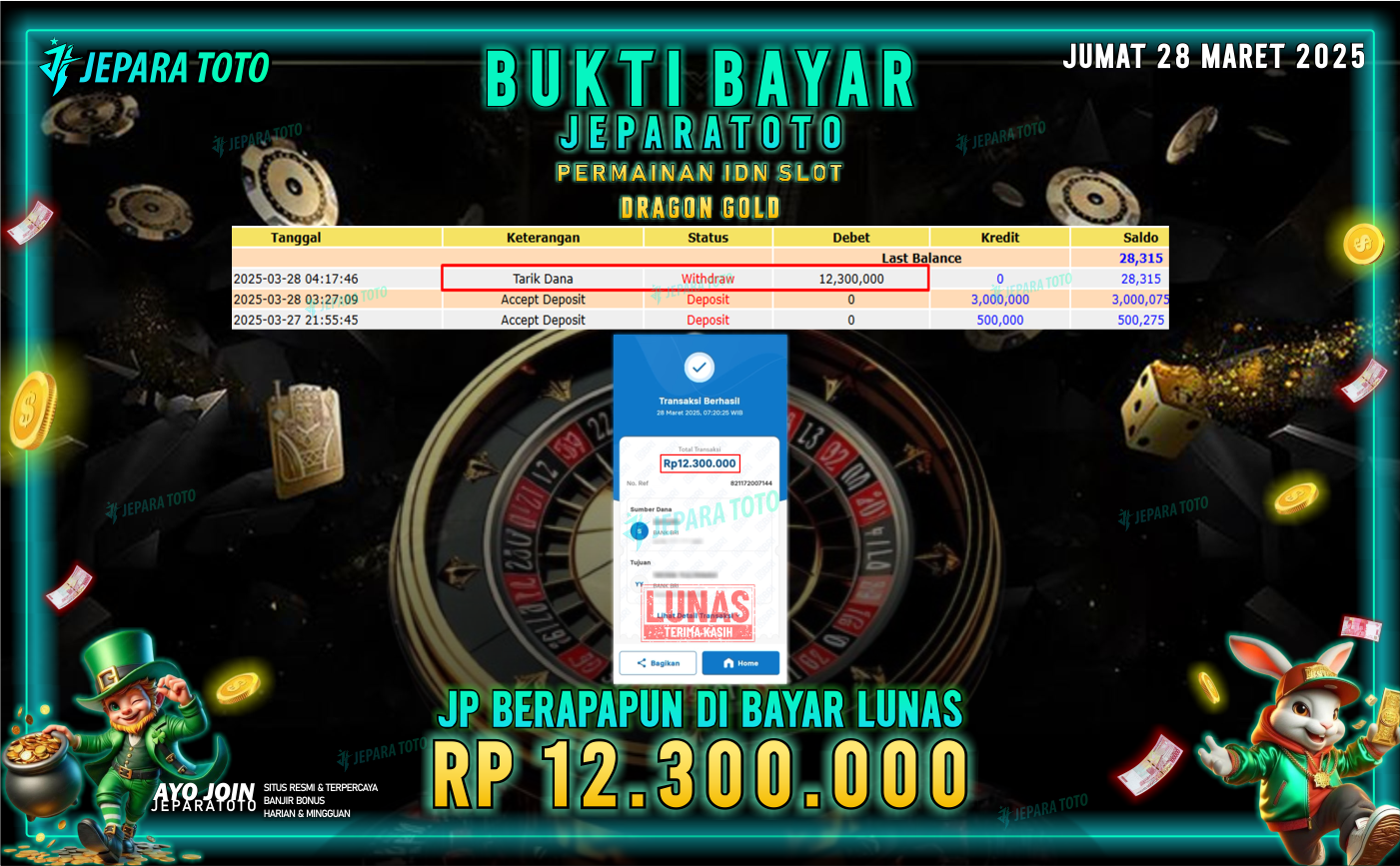 BUKTI KEMENANGAN MEMBER JEPARATOTO IDN SLOT | GAME DRAGON GOLD