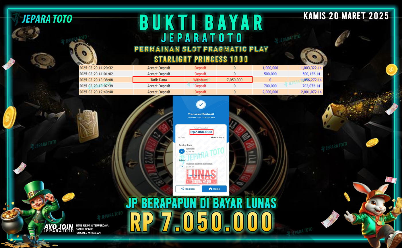 BUKTI KEMENANGAN MEMBER JEPARATOTO SLOT PRAGMATIC PLAY | GAME STARLIGHT PRINCESS 1000