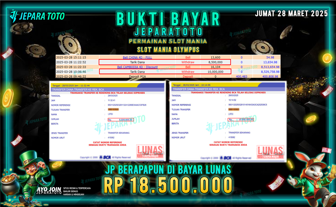BUKTI KEMENANGAN MEMBER JEPARATOTO SLOT MANIA| GAME SLOT MANIA OLYMPUS