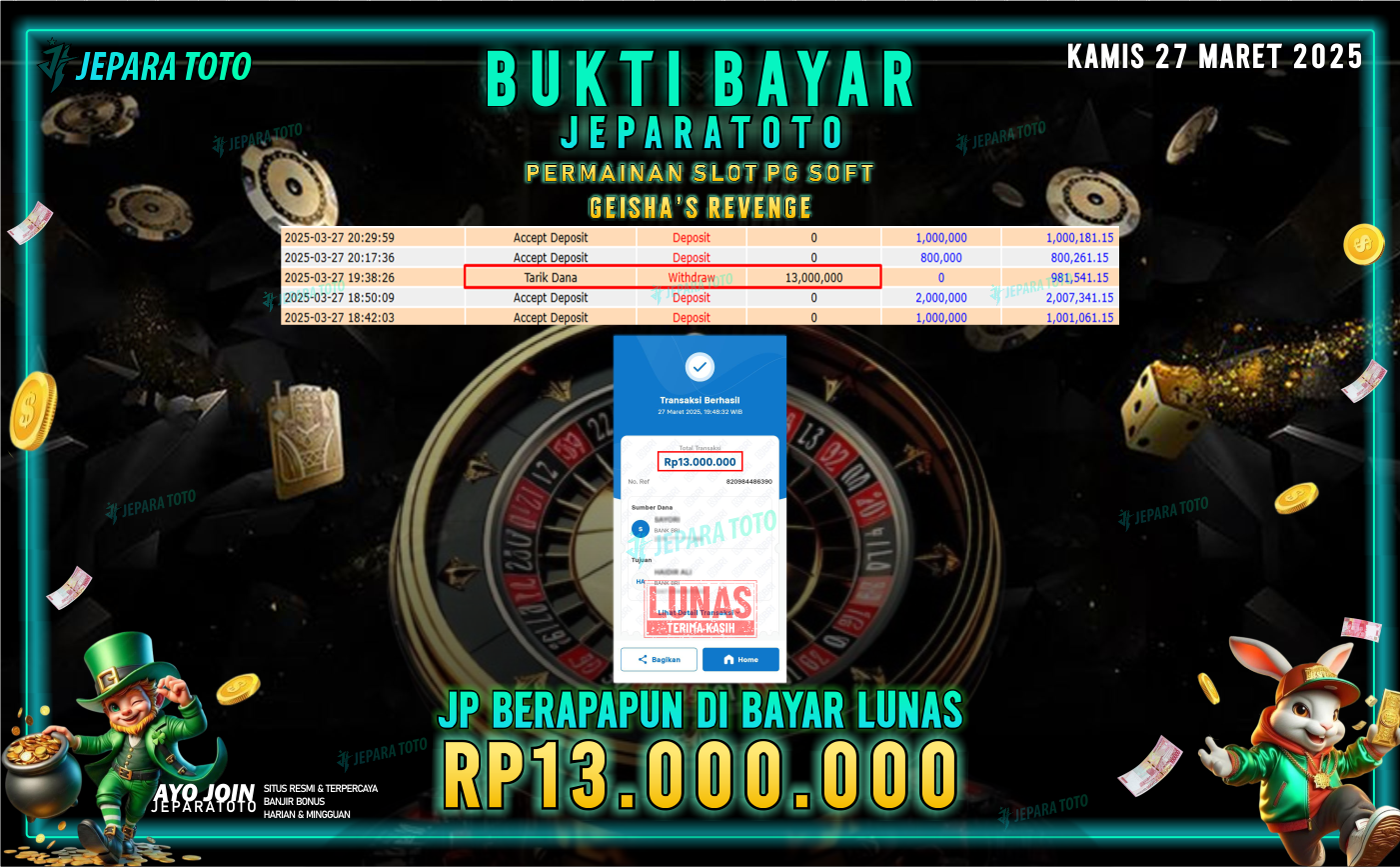 BUKTI KEMENANGAN MEMBER JEPARATOTO SLOT PG SOFT | GAME GEISHA’S REVENGE