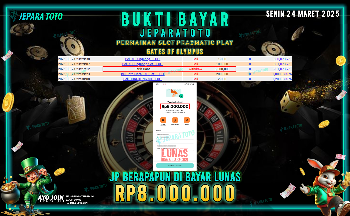 BUKTI KEMENANGAN MEMBER JEPARATOTO SLOT PRAGMATIC PLAY | GAME GATES OF OLYMPUS