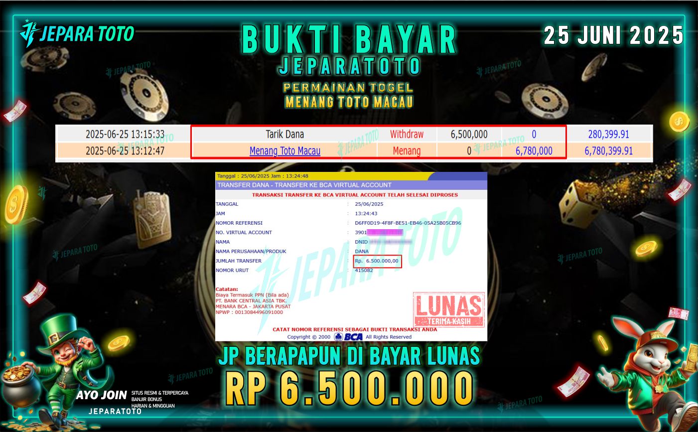 BUKTI KEMENANGAN MEMBER JEPARATOTO | TOTO MACAU