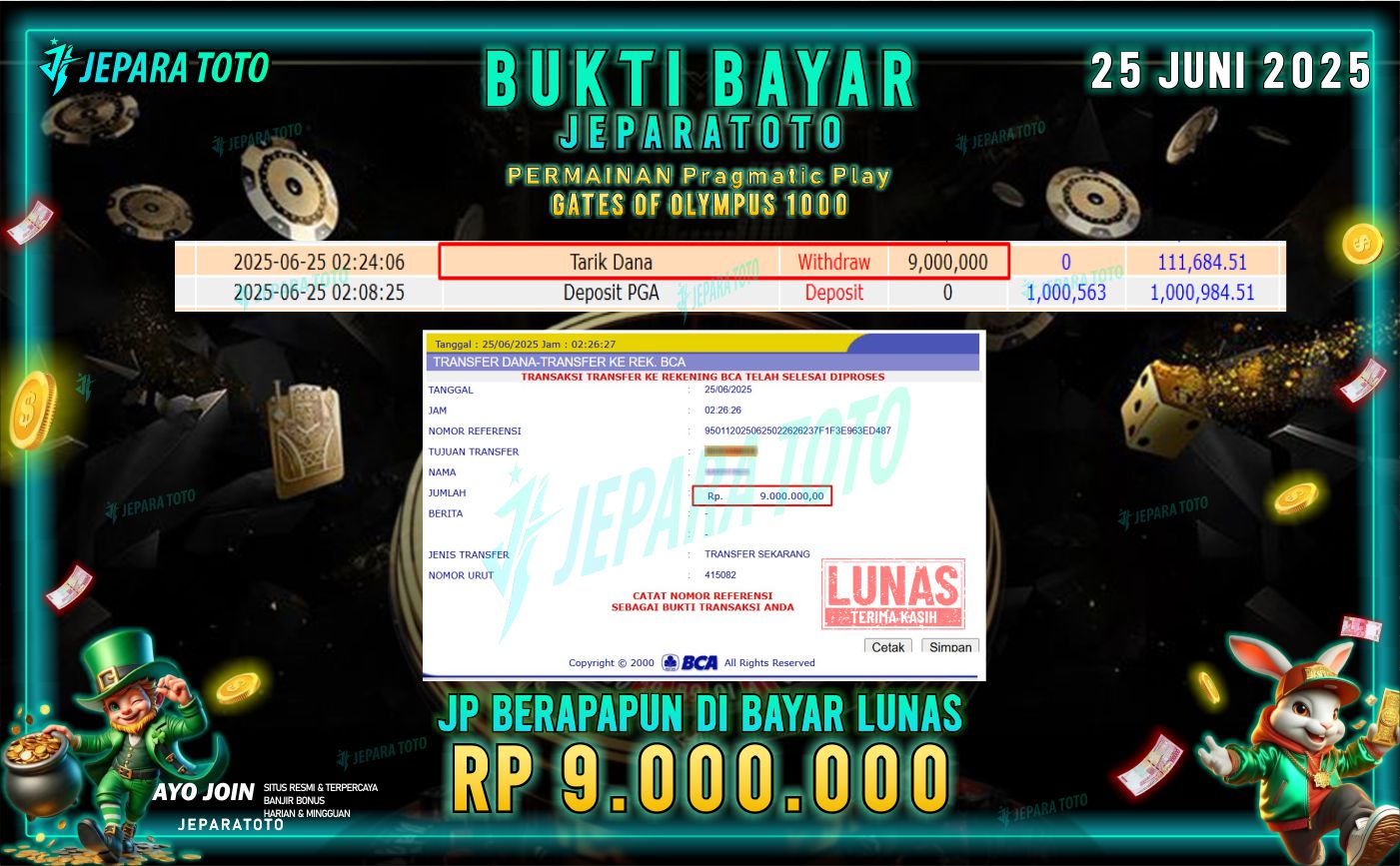 BUKTI KEMENANGAN MEMBER JEPARATOTO |  GATES OF OLYMPUS 1000