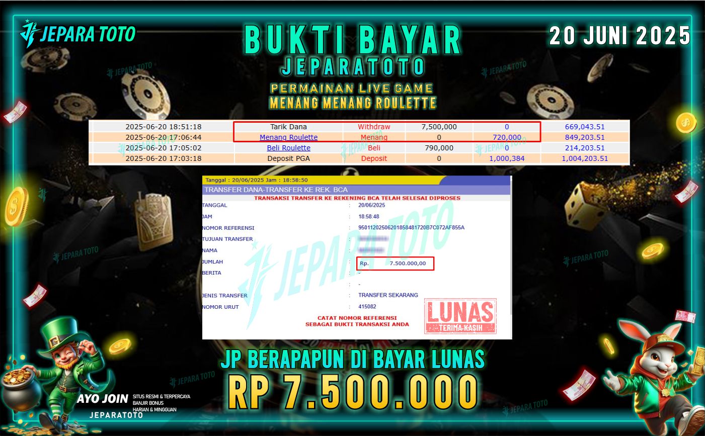 BUKTI KEMENANGAN MEMBER JEPARATOTO | ROULETTE