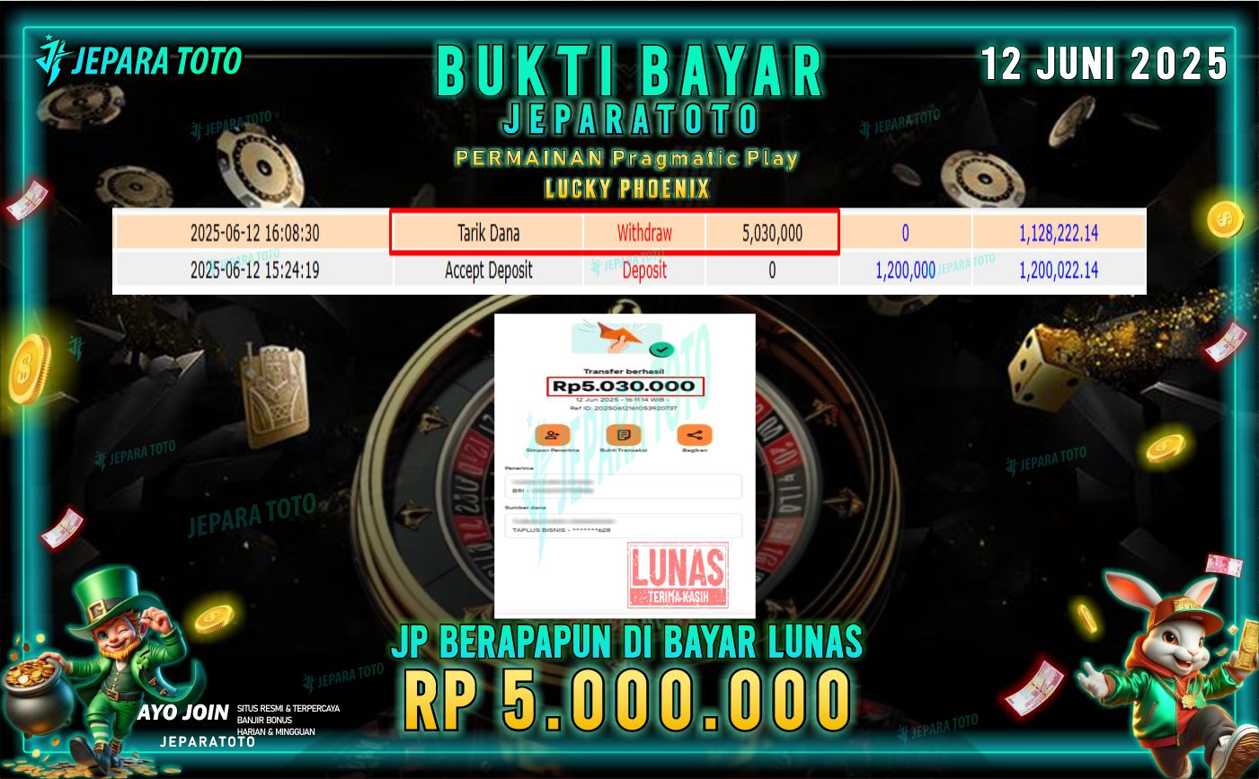 BUKTI KEMENANGAN MEMBER JEPARATOTO | LUCKY PHOENIX