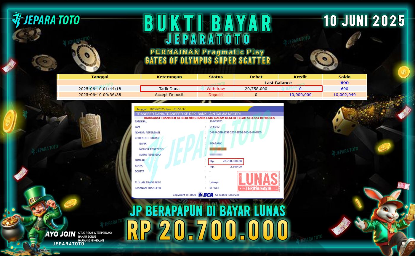 BUKTI KEMENANGAN MEMBER JEPARATOTO | GATES OF OLYMPUS SUPER SCATTER