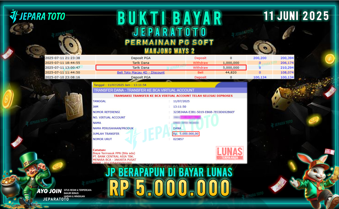 BUKTI KEMENANGAN MEMBER JEPARATOTO | MAHJONG WAYS 2