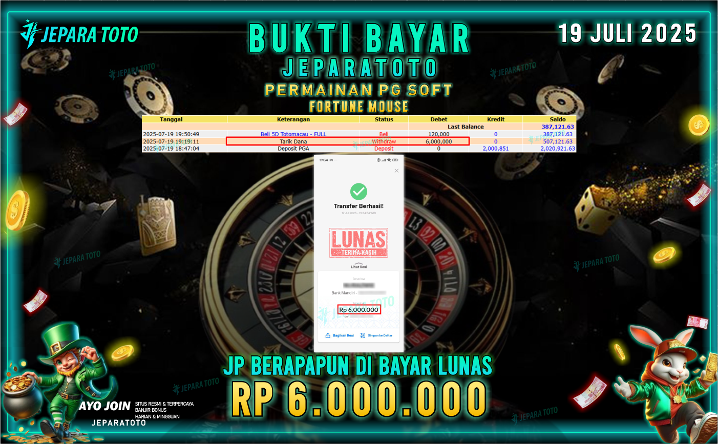 BUKTI KEMENANGAN MEMBER JEPARATOTO | FORTUNE MOUSE