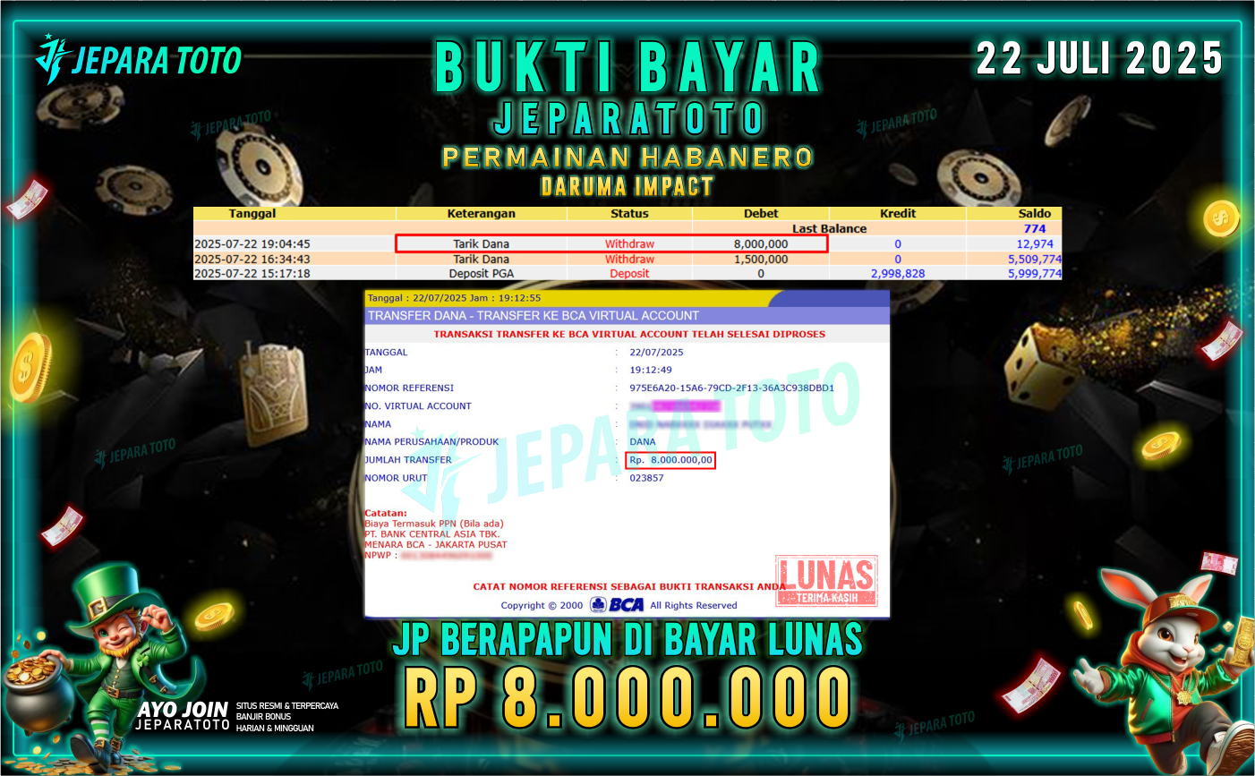 BUKTI KEMENANGAN MEMBER JEPARATOTO | DARUMA IMPACT