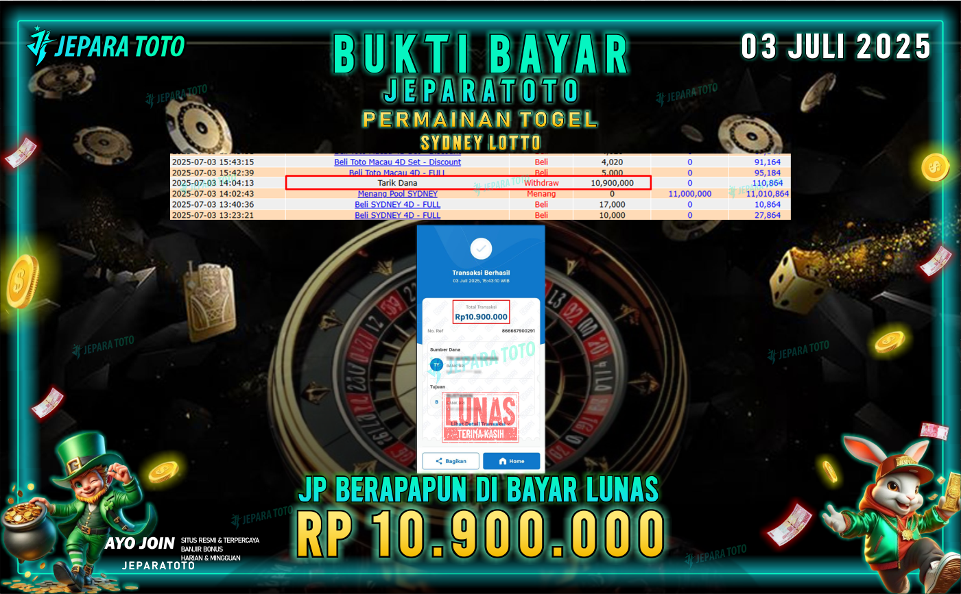 BUKTI KEMENANGAN MEMBER JEPARATOTO | SYDNEY LOTTO