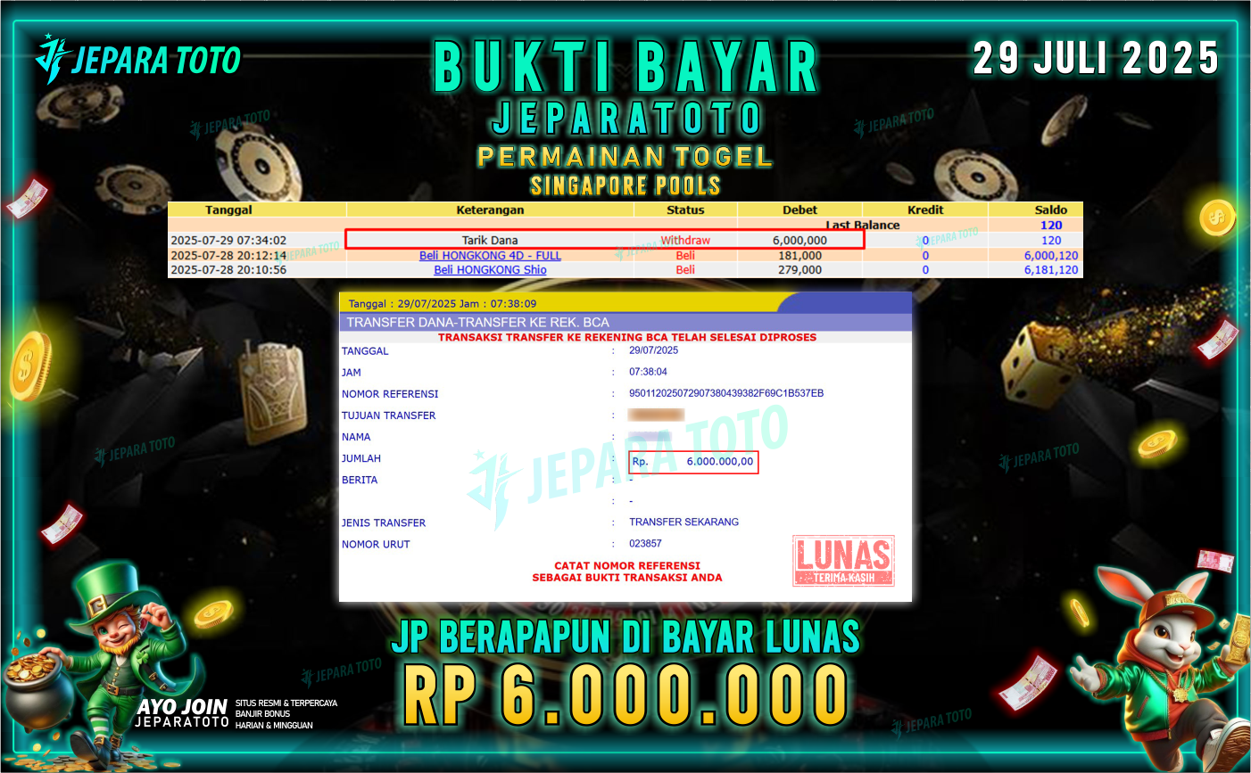 BUKTI KEMENANGAN MEMBER JEPARATOTO | SINGAPORE POOLS