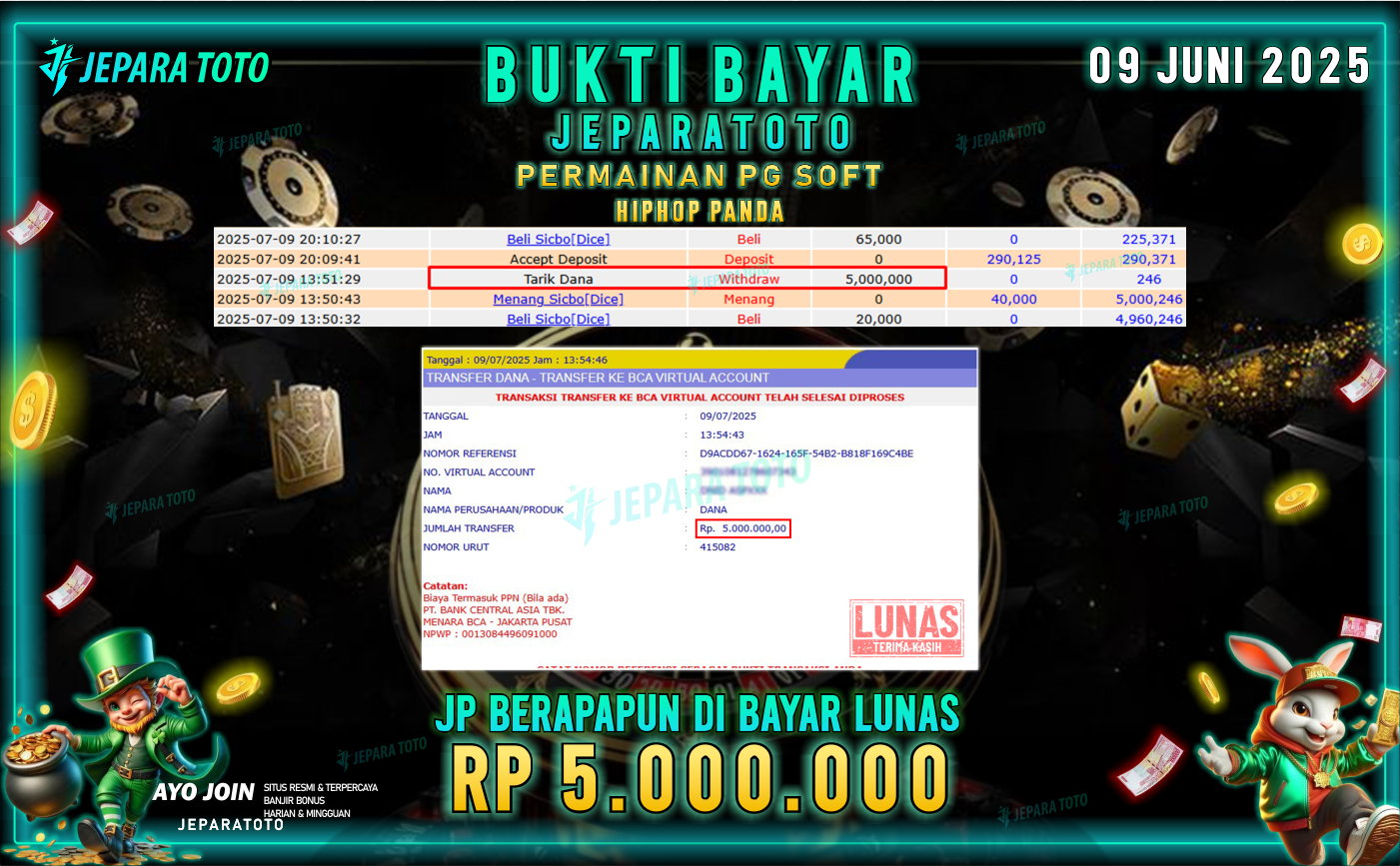 BUKTI KEMENANGAN MEMBER JEPARATOTO | HIPHOP PANDA