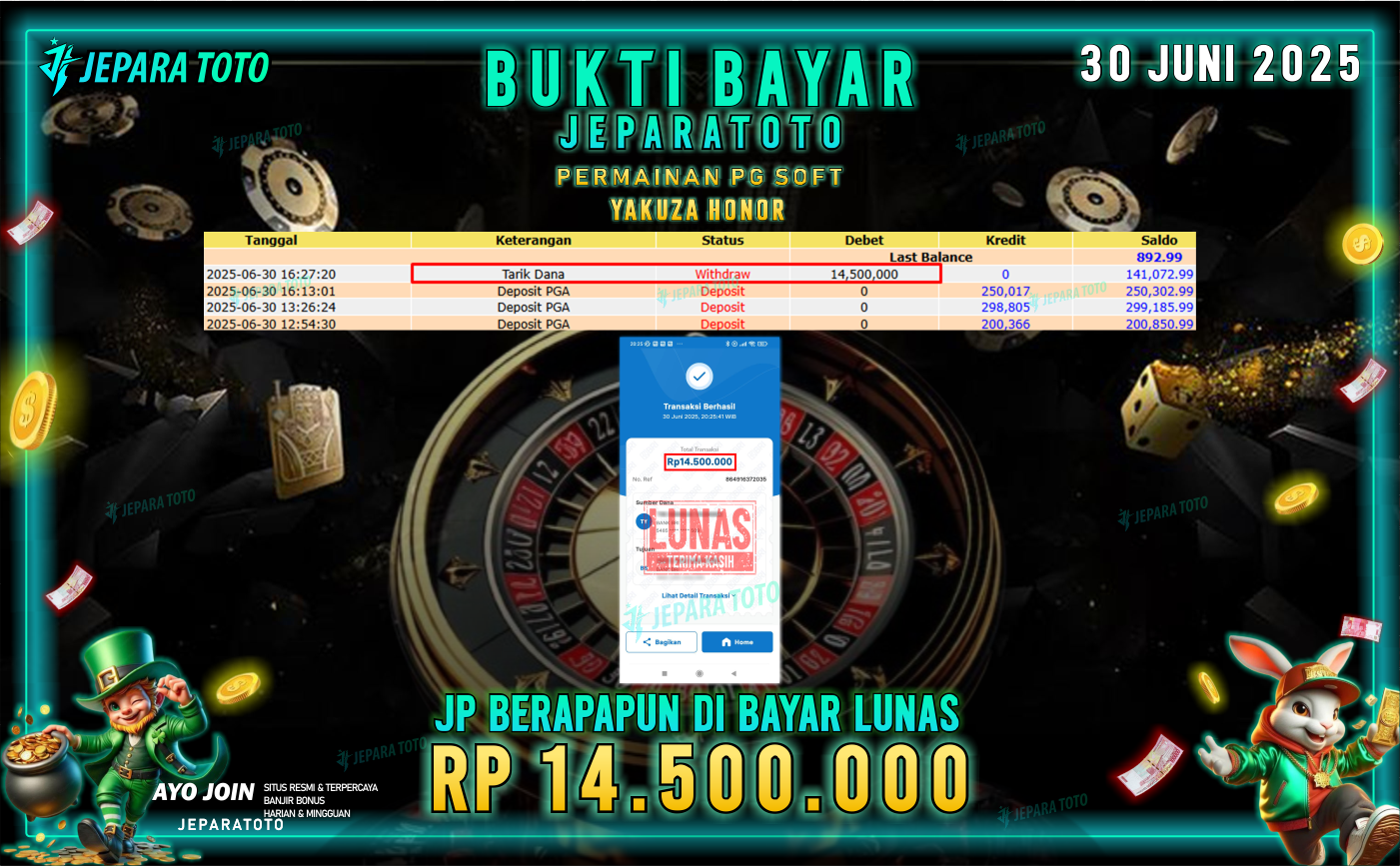 BUKTI KEMENANGAN MEMBER JEPARATOTO | YAKUZA HONOR