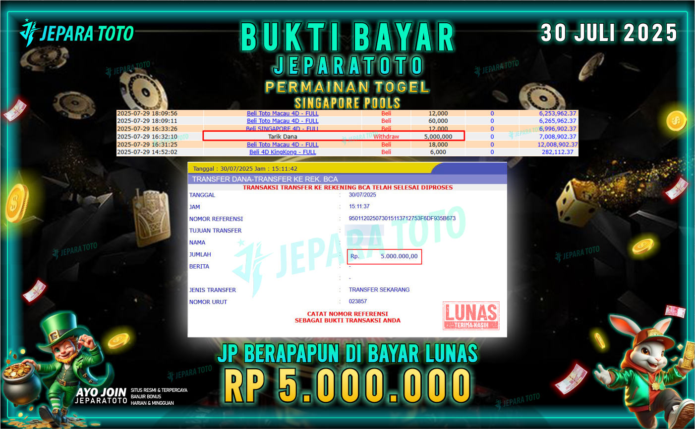 BUKTI KEMENANGAN MEMBER JEPARATOTO | SINGAPORE POOLS