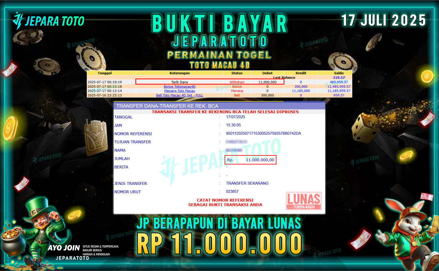 BUKTI KEMENANGAN MEMBER JEPARATOTO | TOTO MACAU 4D