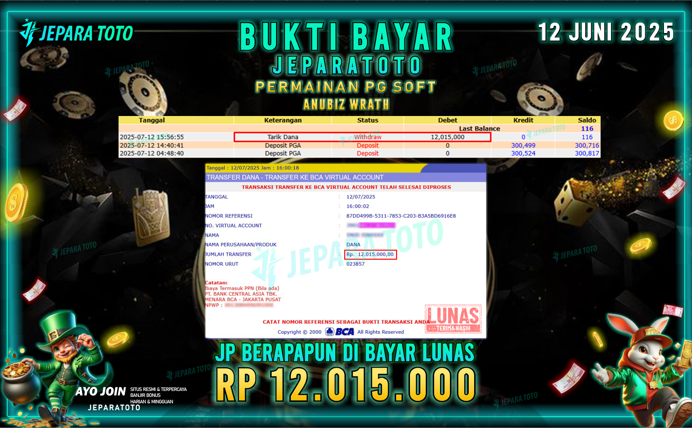BUKTI KEMENANGAN MEMBER JEPARATOTO | ANUBIZ WRATH