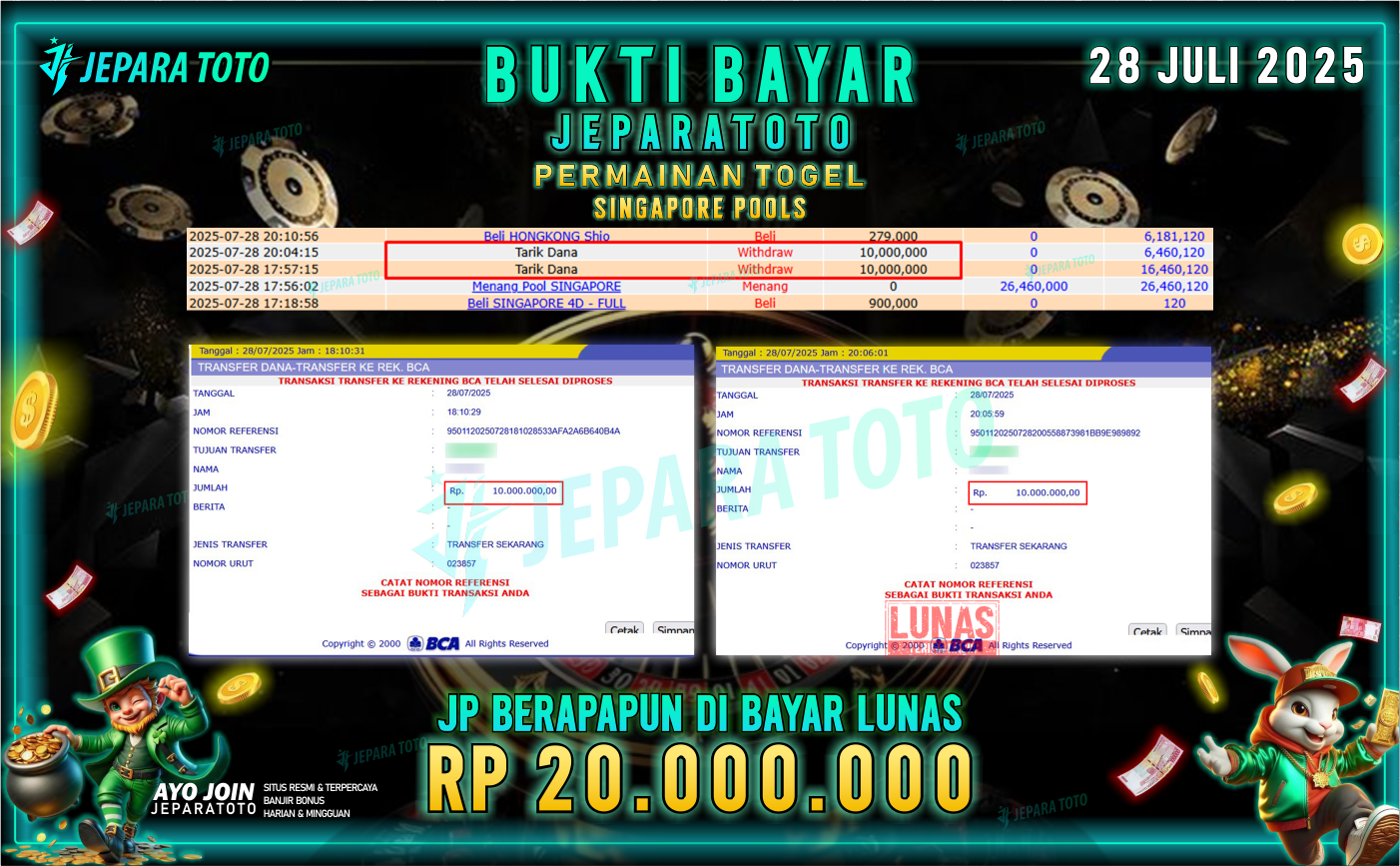 BUKTI KEMENANGAN MEMBER JEPARATOTO | SINGAPORE POOLS