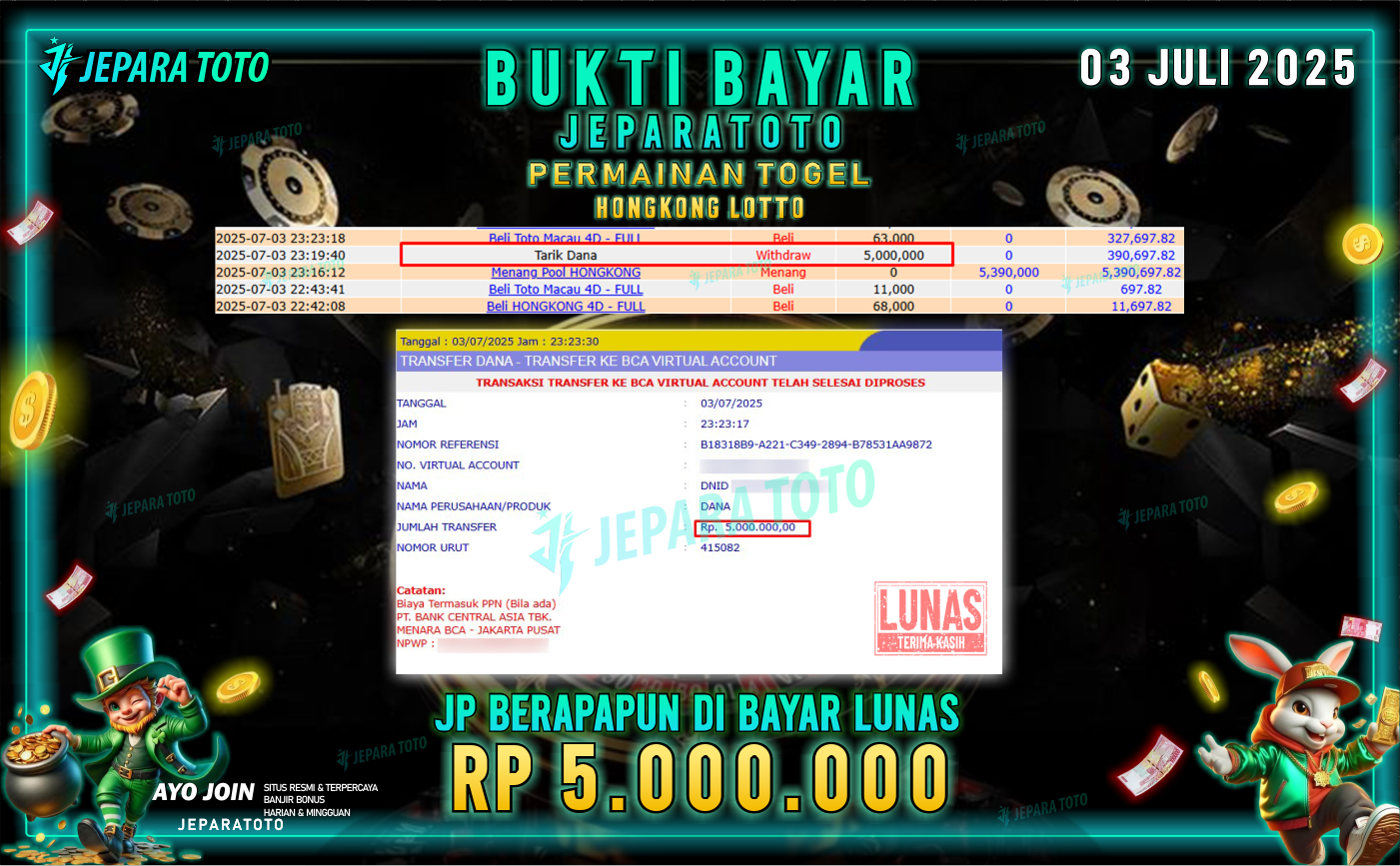 BUKTI KEMENANGAN MEMBER JEPARATOTO | HONGKONG LOTTO