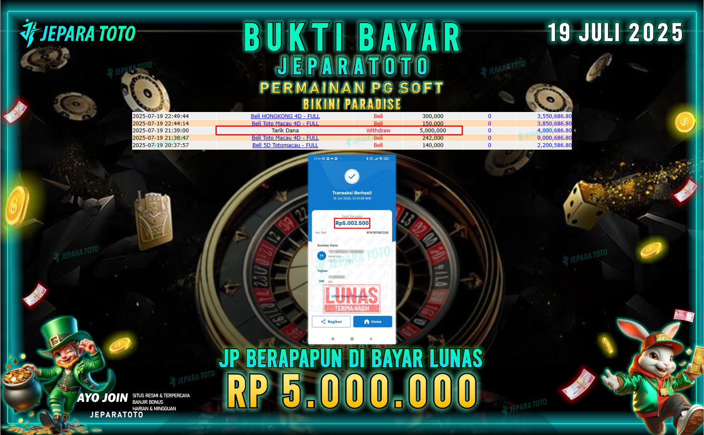 BUKTI KEMENANGAN MEMBER JEPARATOTO | BIKINI PARADISE