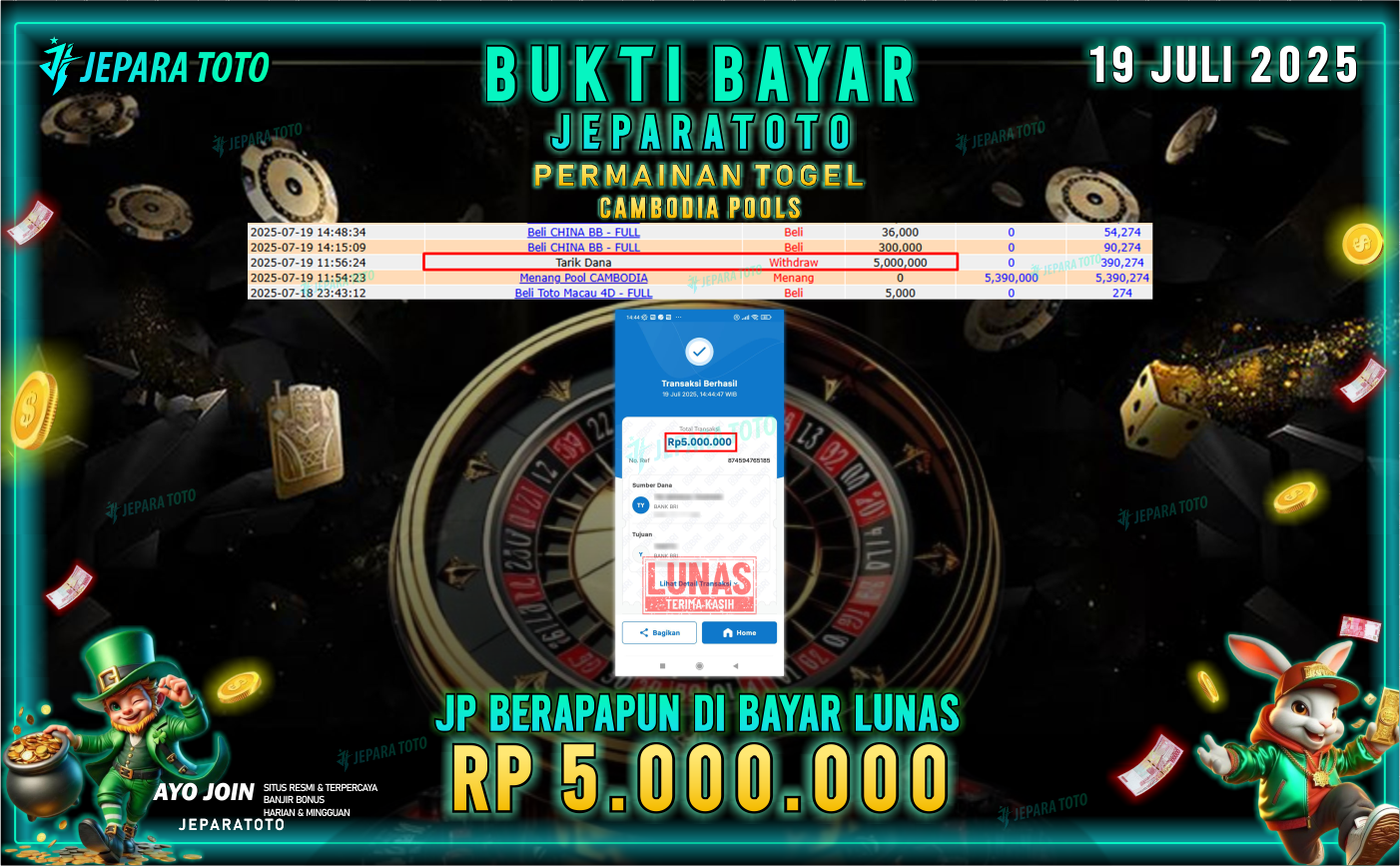 BUKTI KEMENANGAN MEMBER JEPARATOTO | CAMBODIA POOLS