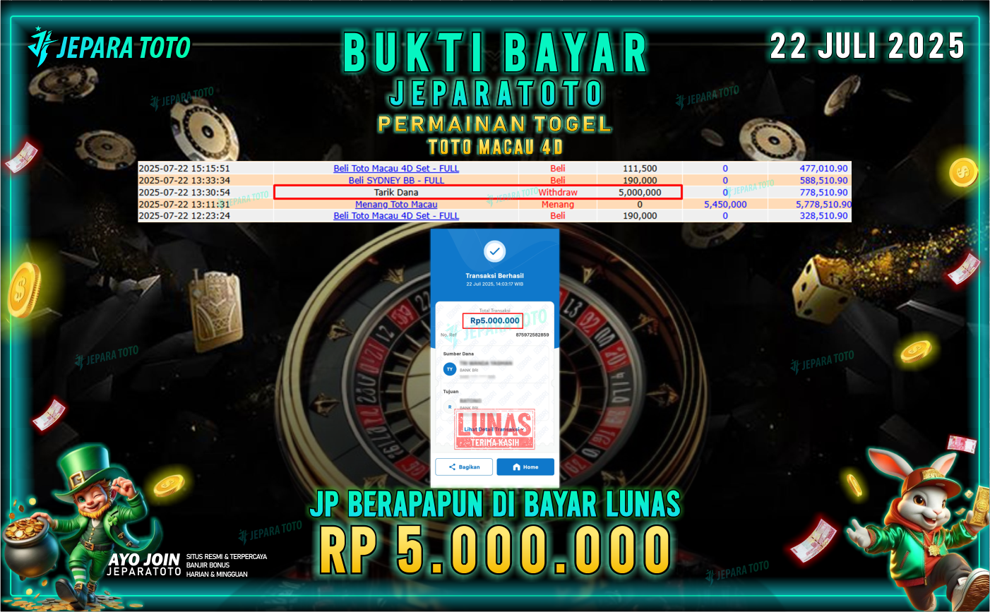 BUKTI KEMENANGAN MEMBER JEPARATOTO | TOTO MACAU 4D