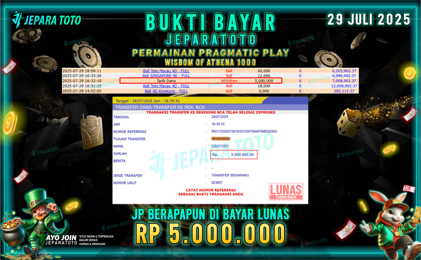KTI KEMENANGAN MEMBER JEPARATOTO | WISDOM OF ATHENA 1000