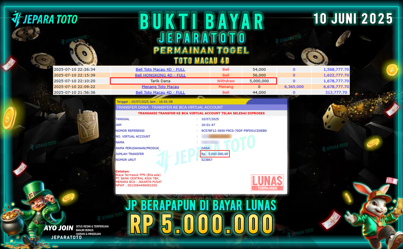 BUKTI KEMENANGAN MEMBER JEPARATOTO | TOTO MACAU 4D