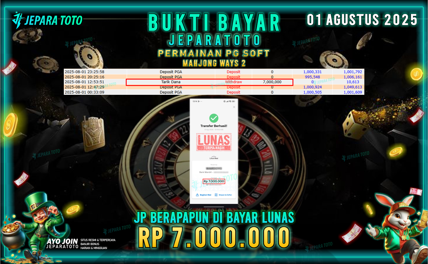 BUKTI KEMENANGAN MEMBER JEPARATOTO | MAHJONG WAYS 2