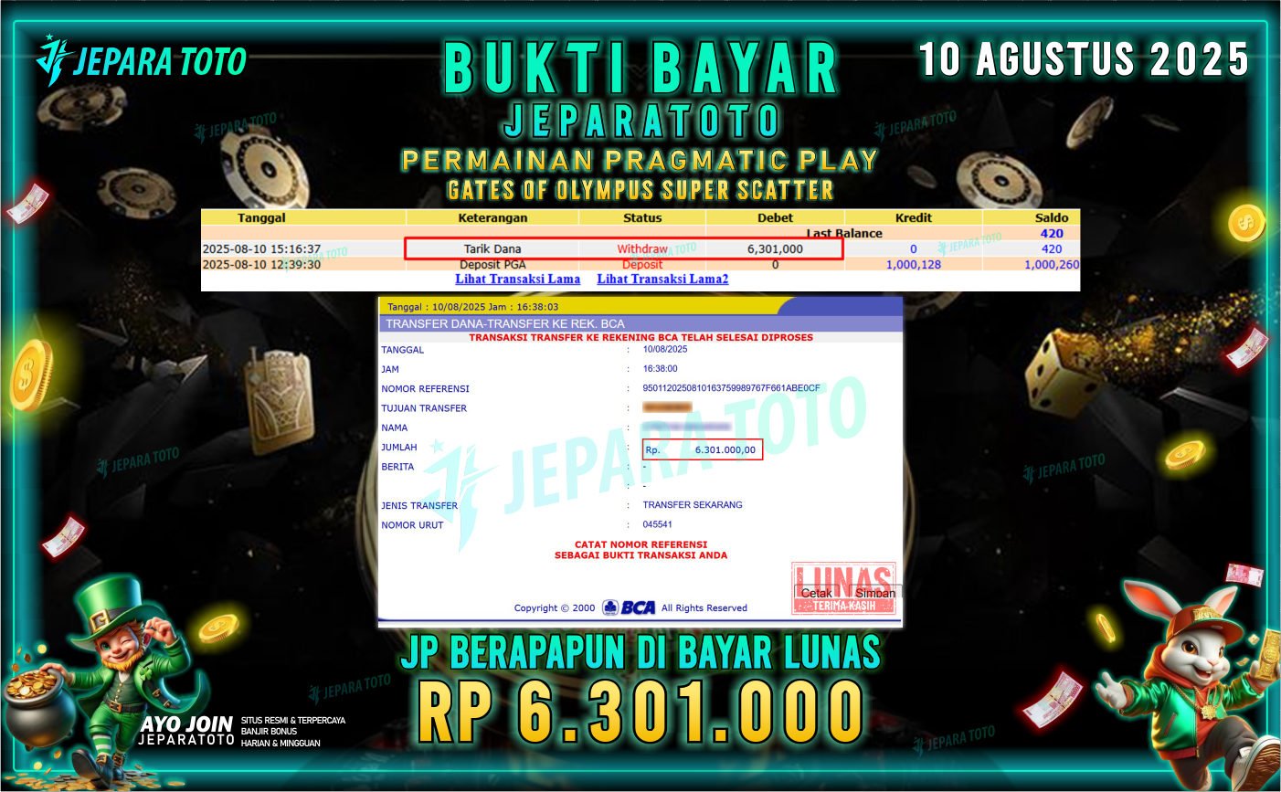 BUKTI KEMENANGAN MEMBER JEPARATOTO | GATES OF OLYMPUS SUPER SCATTER