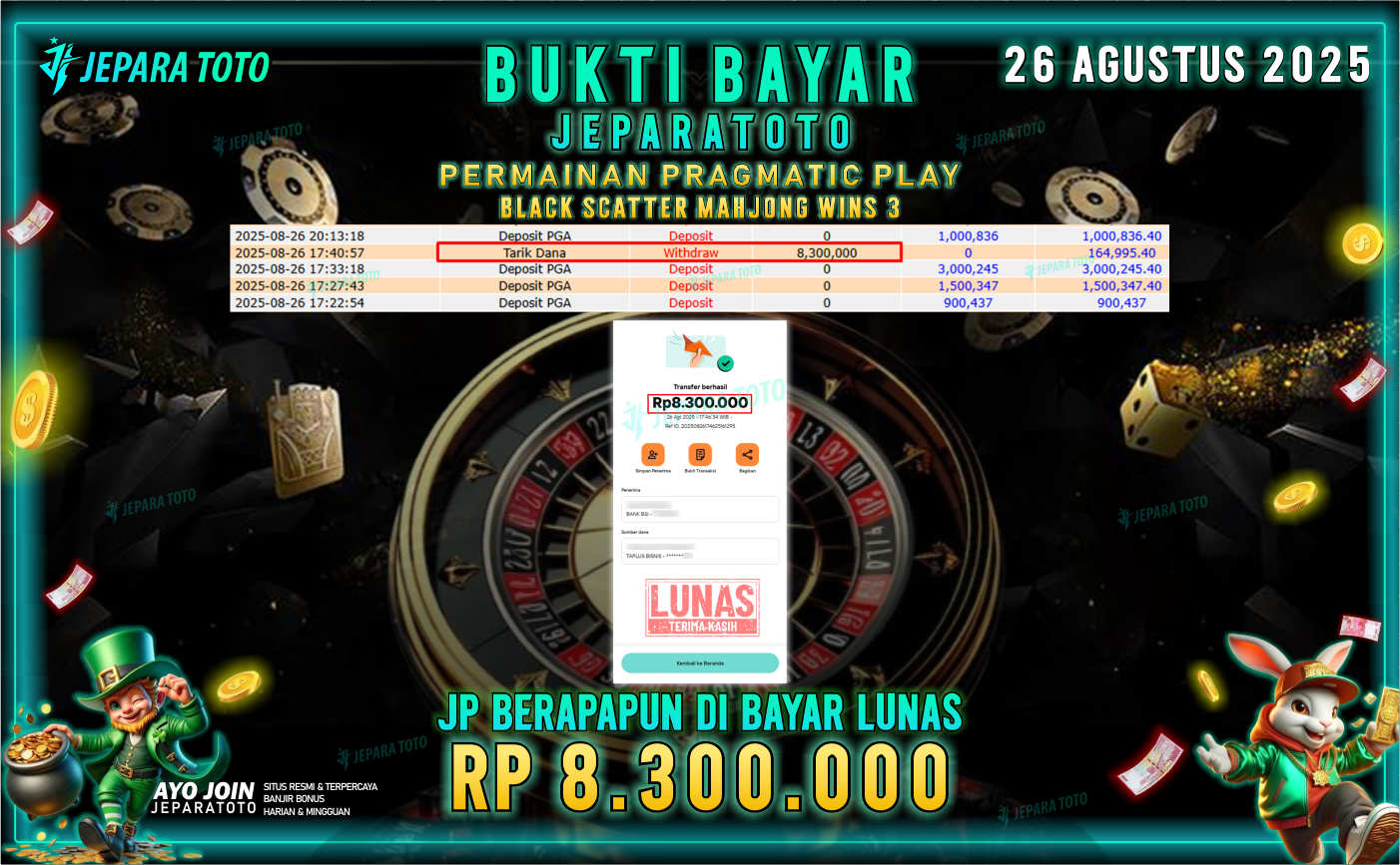 BUKTI KEMENANGAN MEMBER JEPARATOTO | BLACK SCATTER MAHJONG WINS 3