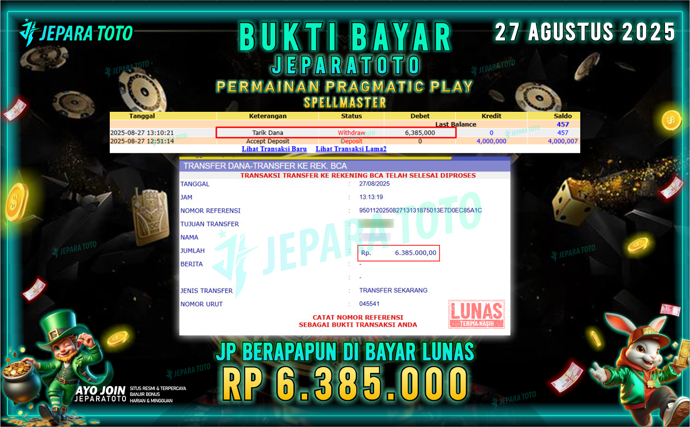 BUKTI KEMENANGAN MEMBER JEPARATOTO | SPELLMASTER