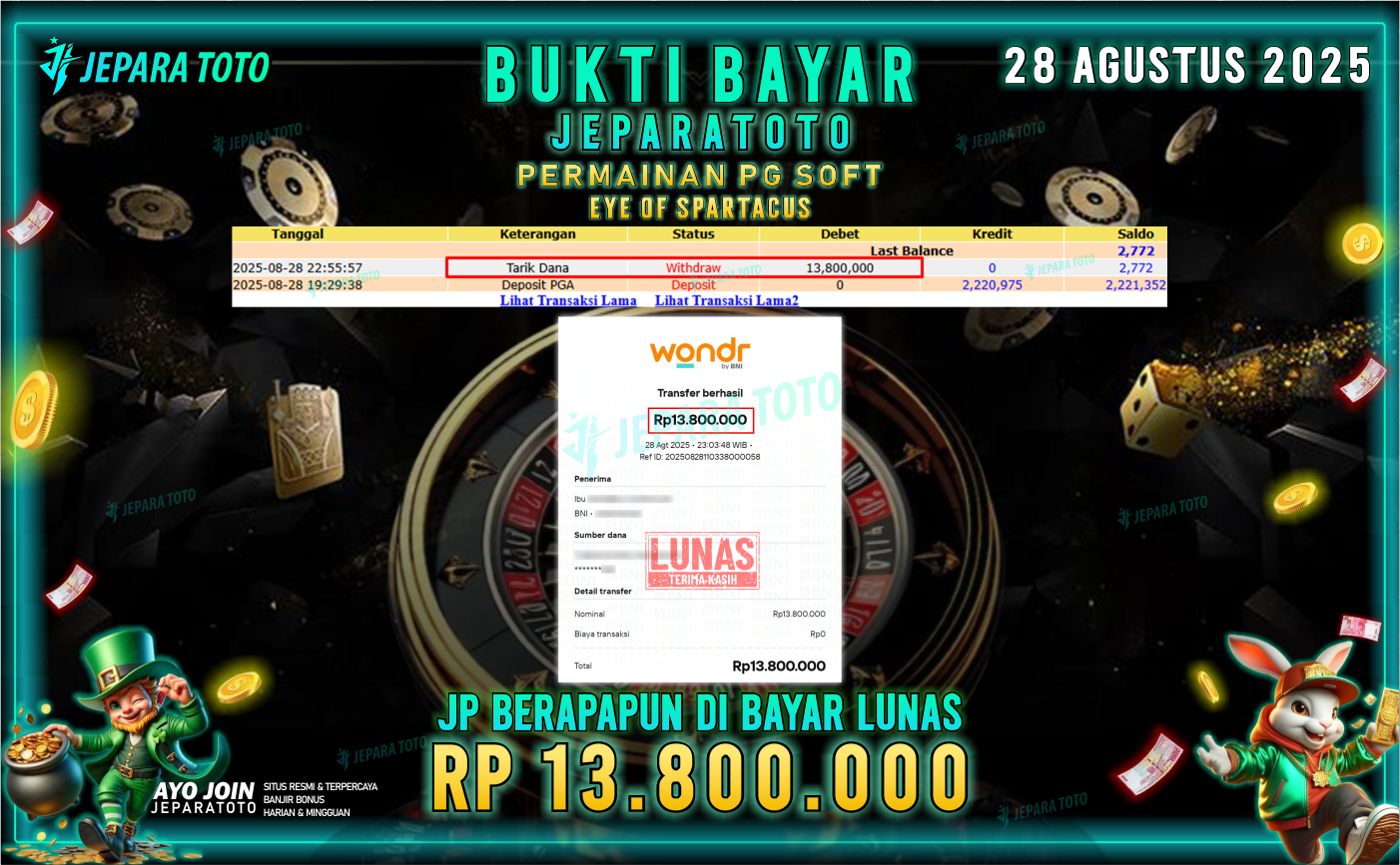 BUKTI KEMENANGAN MEMBER JEPARATOTO | EYE OF SPARTACUS
