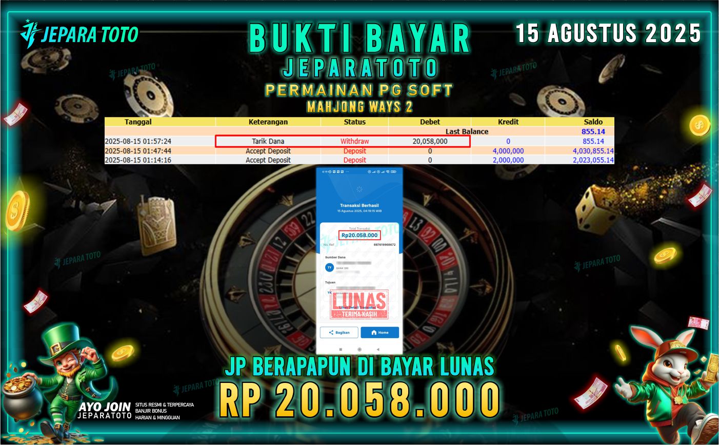 BUKTI KEMENANGAN MEMBER JEPARATOTO | MAHJONG WAYS 2