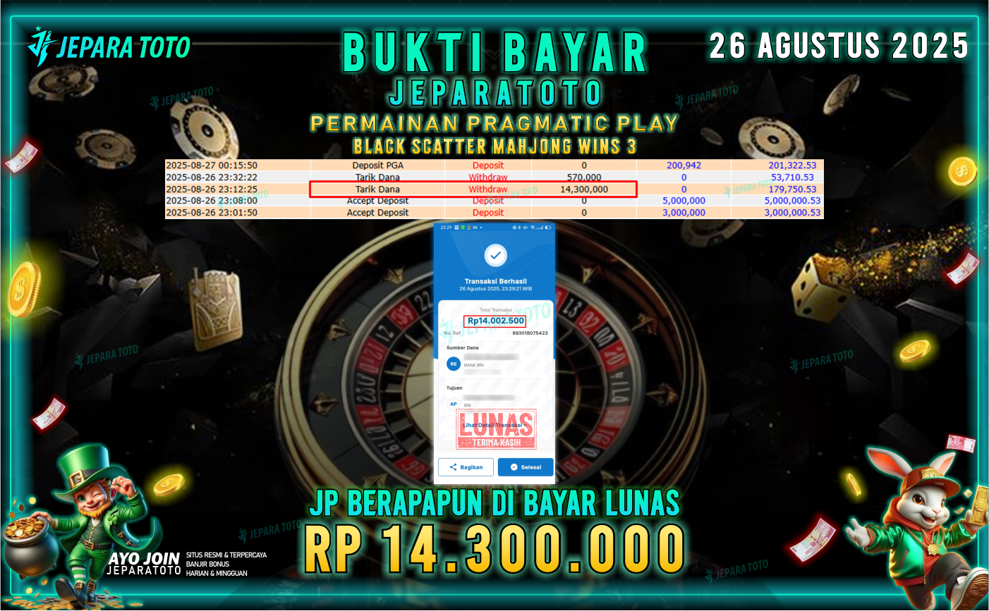BUKTI KEMENANGAN MEMBER JEPARATOTO | BLACK SCATTER MAHJONG WINS 3