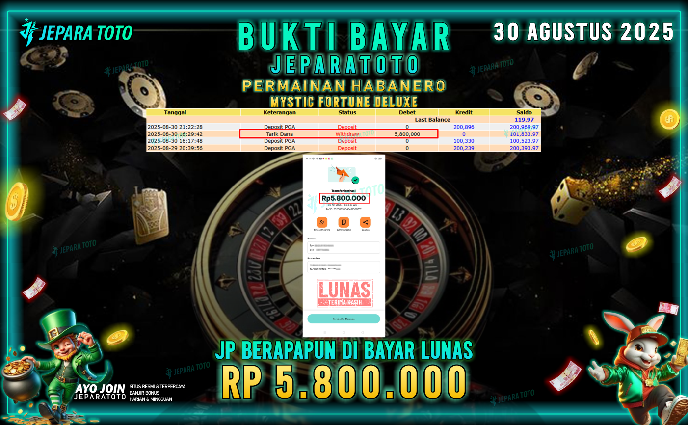 BUKTI KEMENANGAN MEMBER JEPARATOTO | MYSTIC FORTUNE DELUXE