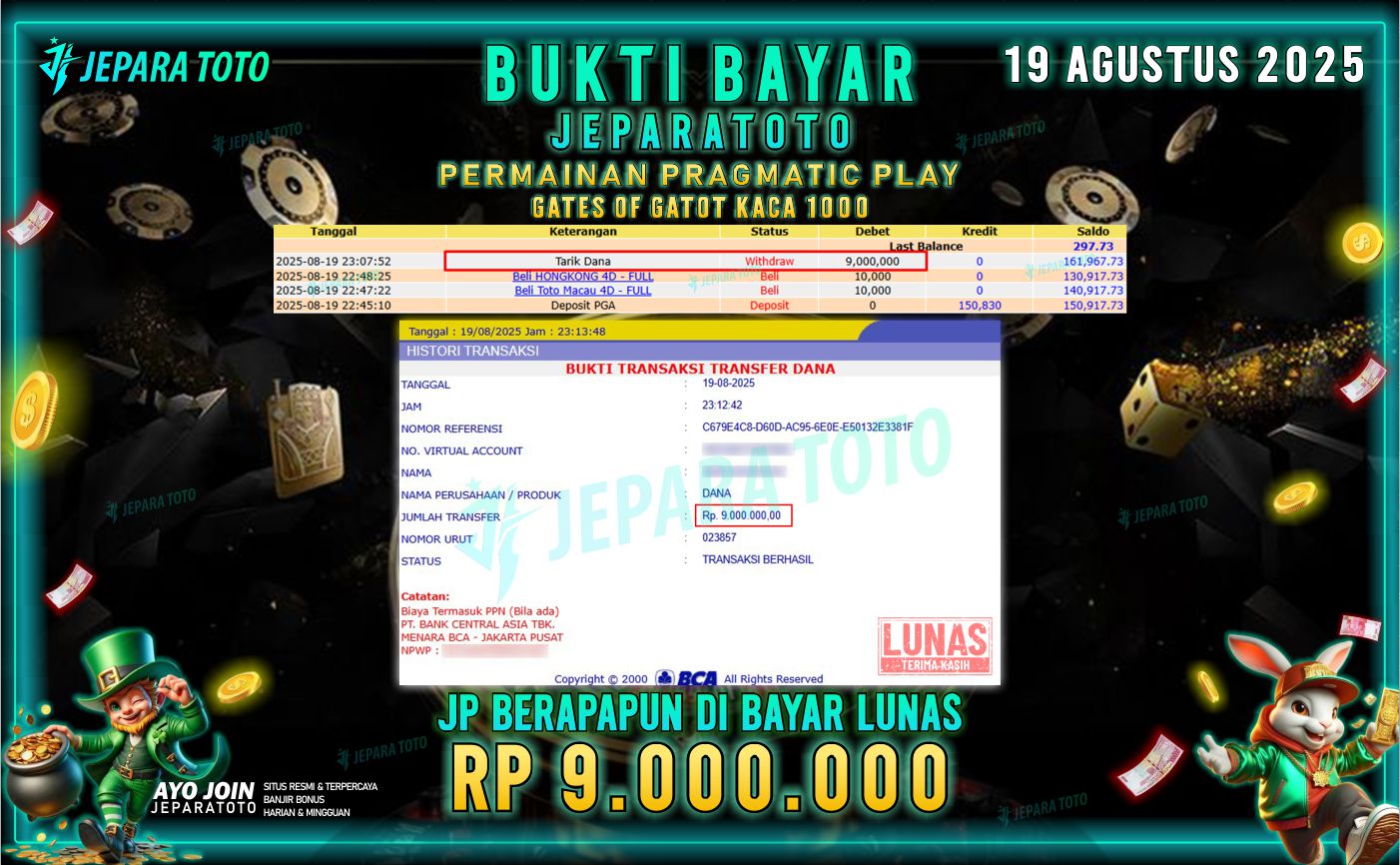 BUKTI KEMENANGAN MEMBER JEPARATOTO | GATES OF GATOT KACA 1000