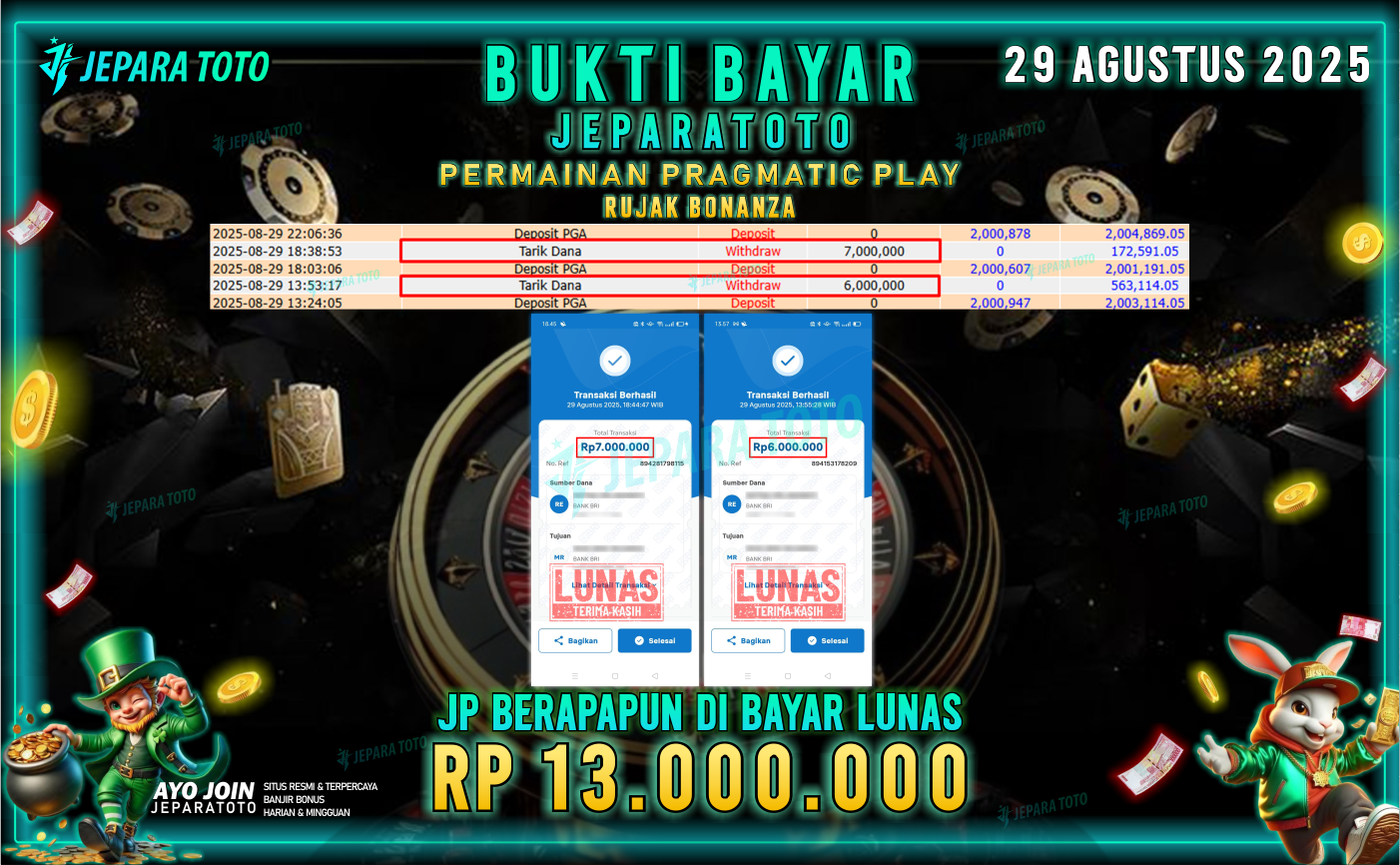 BUKTI KEMENANGAN MEMBER JEPARATOTO | RUJAK BONANZA