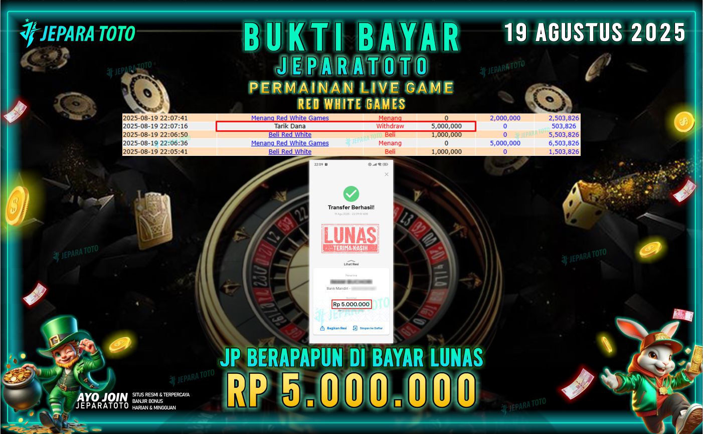 BUKTI KEMENANGAN MEMBER JEPARATOTO | RED WHITE GAMES