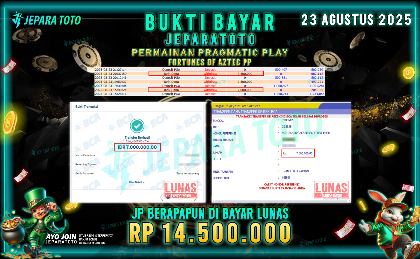 BUKTI KEMENANGAN MEMBER JEPARATOTO | FORTUNES OF AZTEC PP