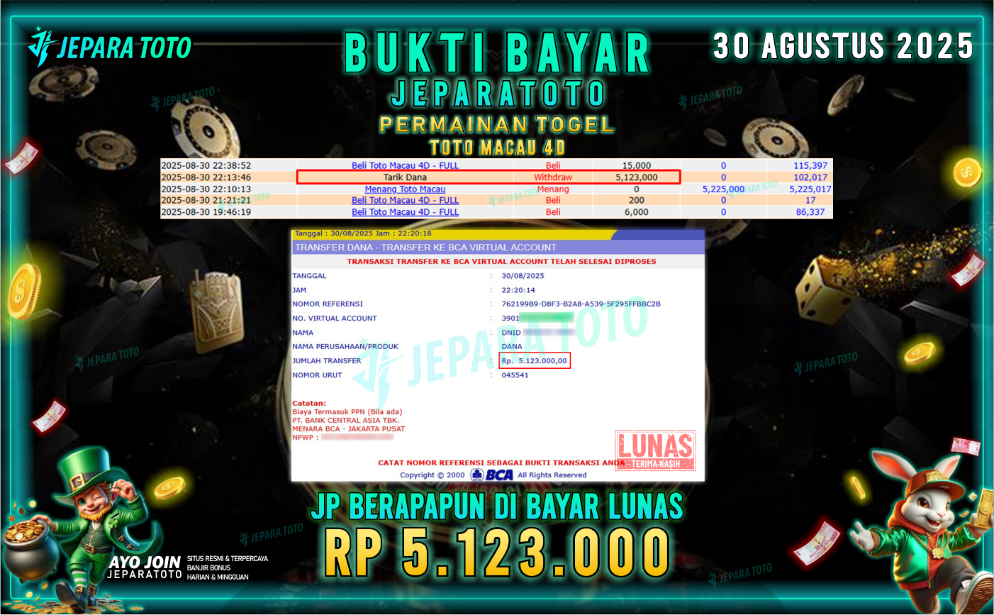 BUKTI KEMENANGAN MEMBER JEPARATOTO | TOTO MACAU 4D