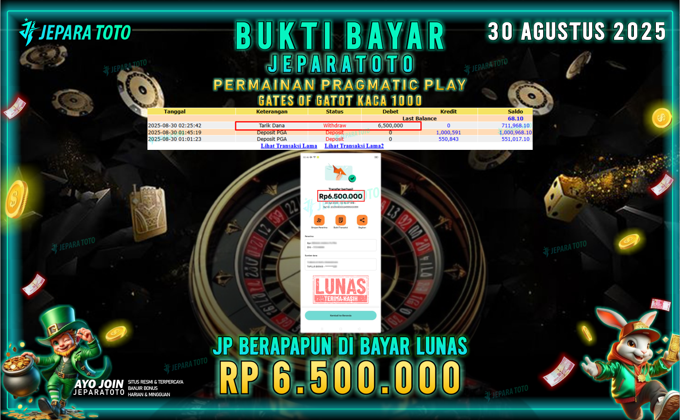 BUKTI KEMENANGAN MEMBER JEPARATOTO | GATES OF GATOT KACA 1000