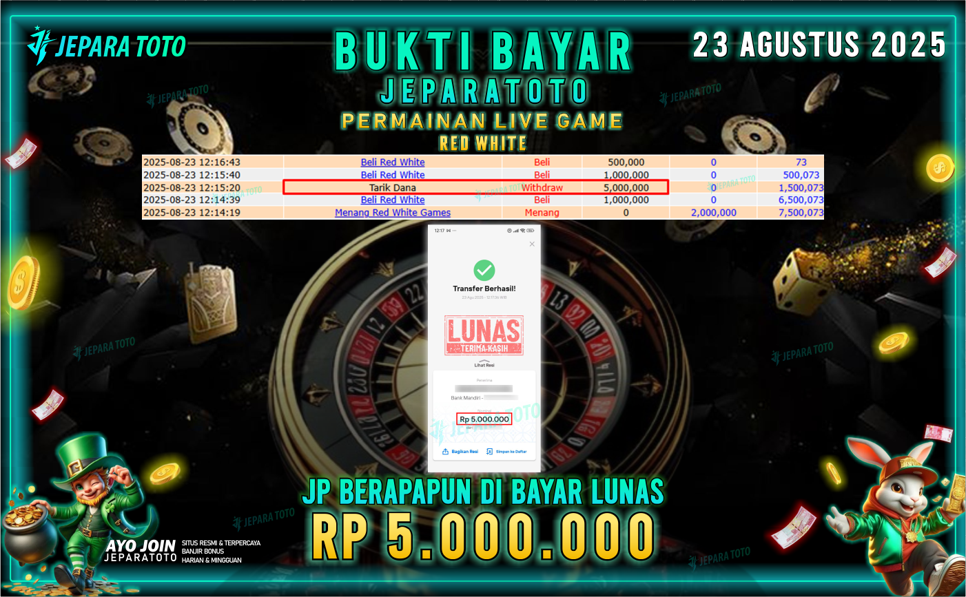 BUKTI KEMENANGAN MEMBER JEPARATOTO | RED WHITE