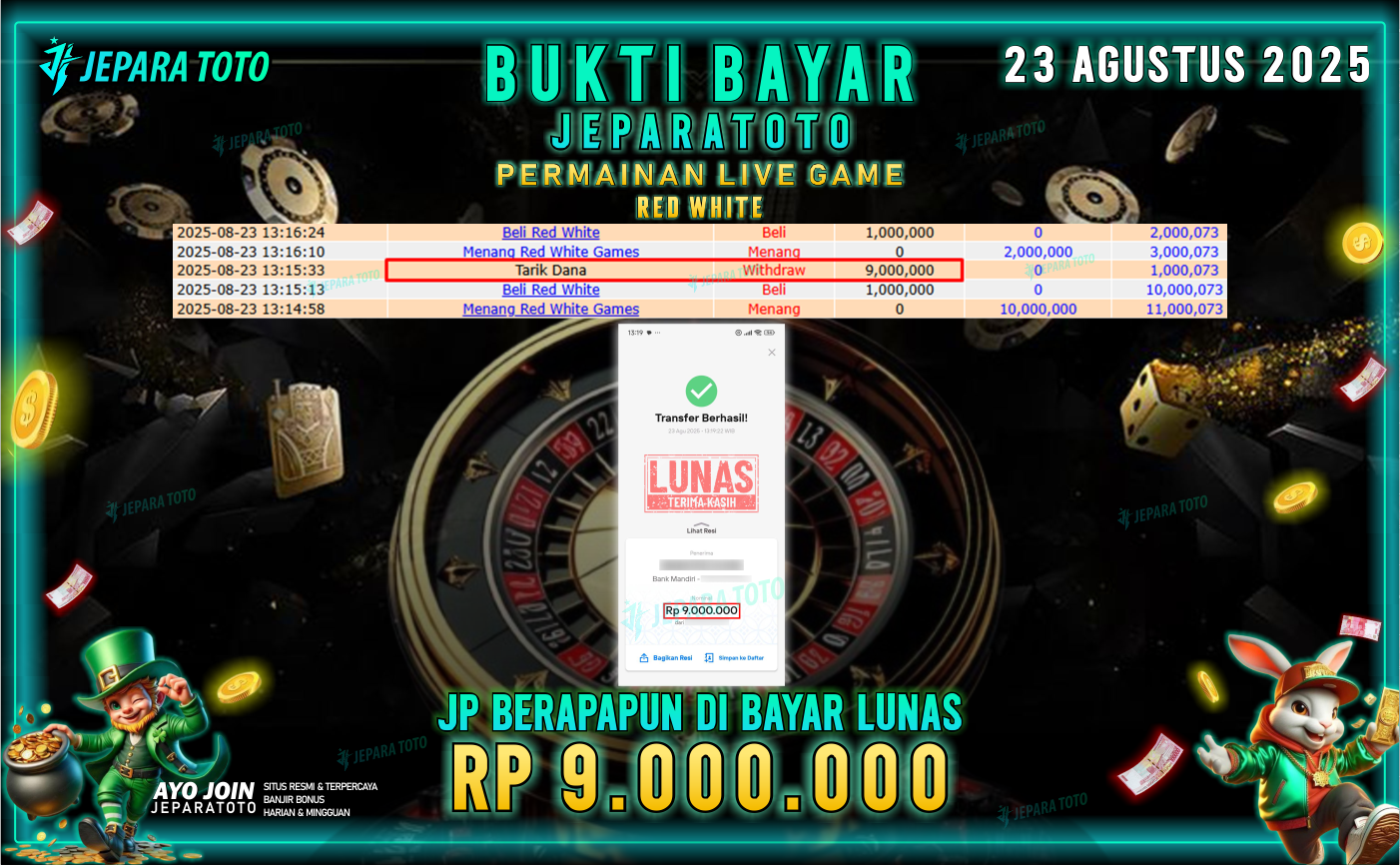 BUKTI KEMENANGAN MEMBER JEPARATOTO | RED WHITE