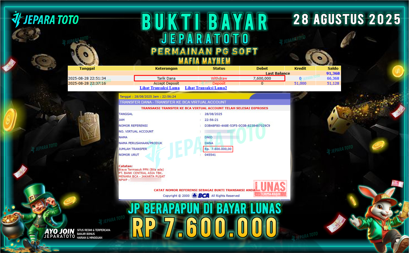 BUKTI KEMENANGAN MEMBER JEPARATOTO | MAFIA MAYHEM