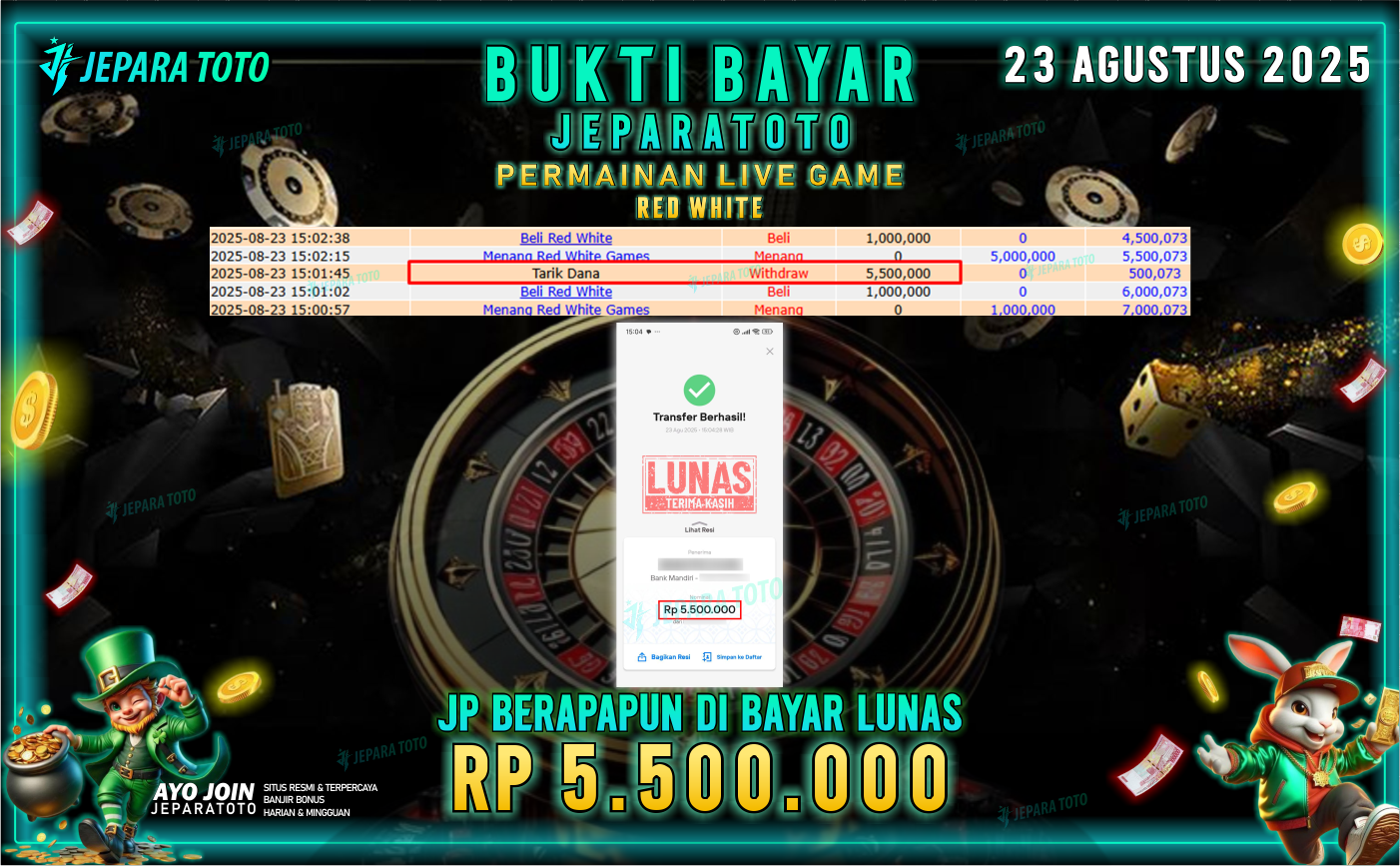 BUKTI KEMENANGAN MEMBER JEPARATOTO | RED WHITE