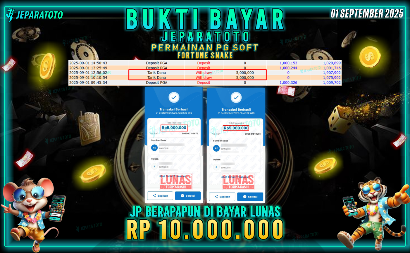 BUKTI KEMENANGAN MEMBER JEPARATOTO | FORTUNE SNAKE