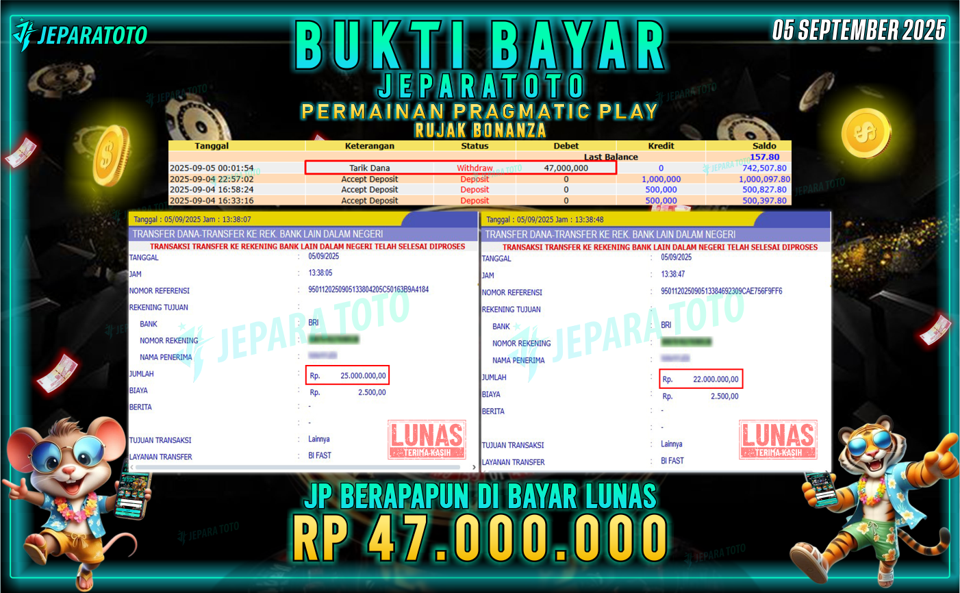 BUKTI KEMENANGAN MEMBER JEPARATOTO | RUJAK BONANZA
