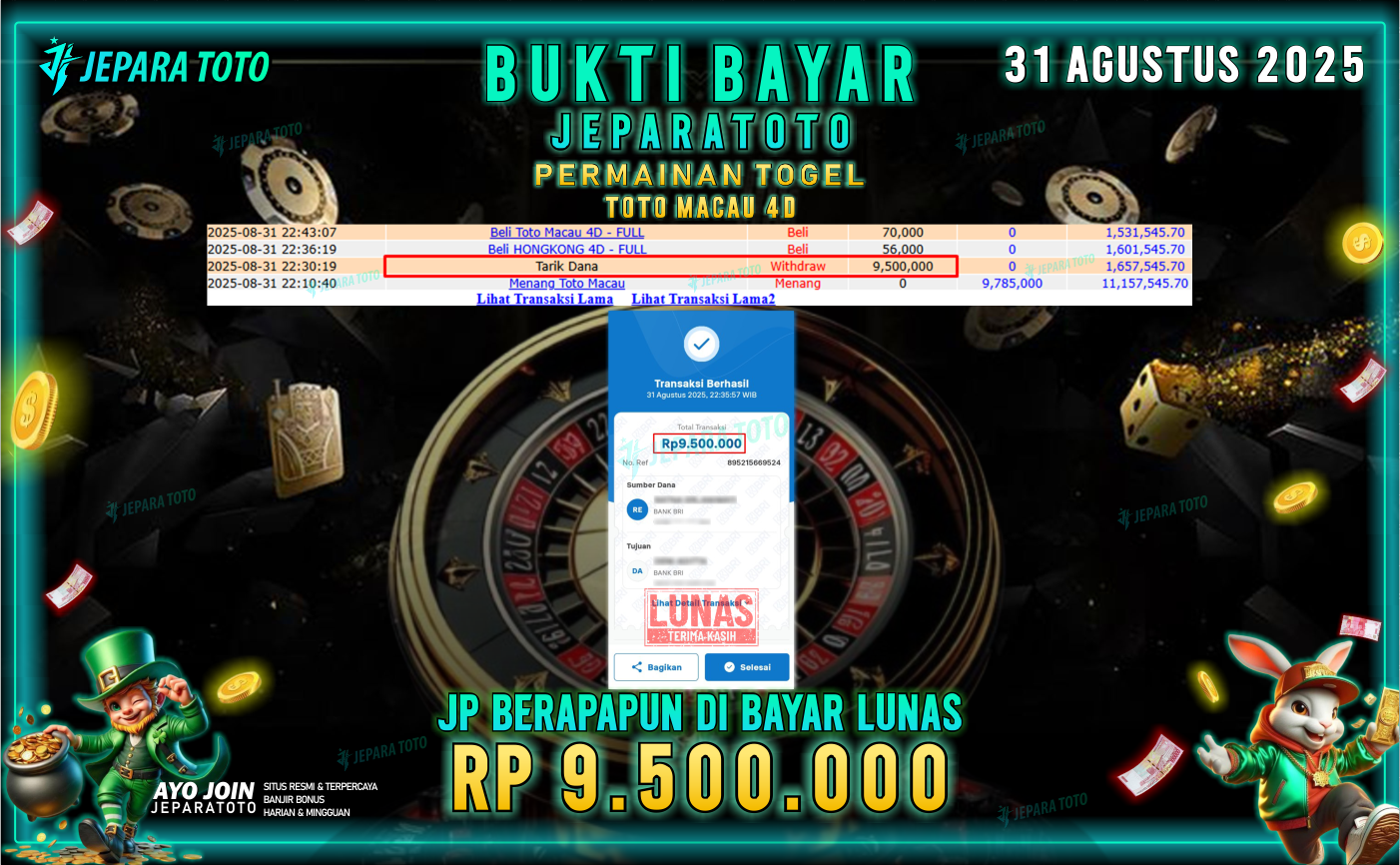 BUKTI KEMENANGAN MEMBER JEPARATOTO | TOTO MACAU 4D
