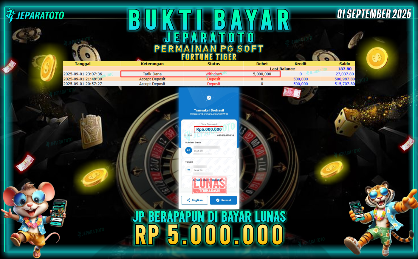 BUKTI KEMENANGAN MEMBER JEPARATOTO | FORTUNE TIGER
