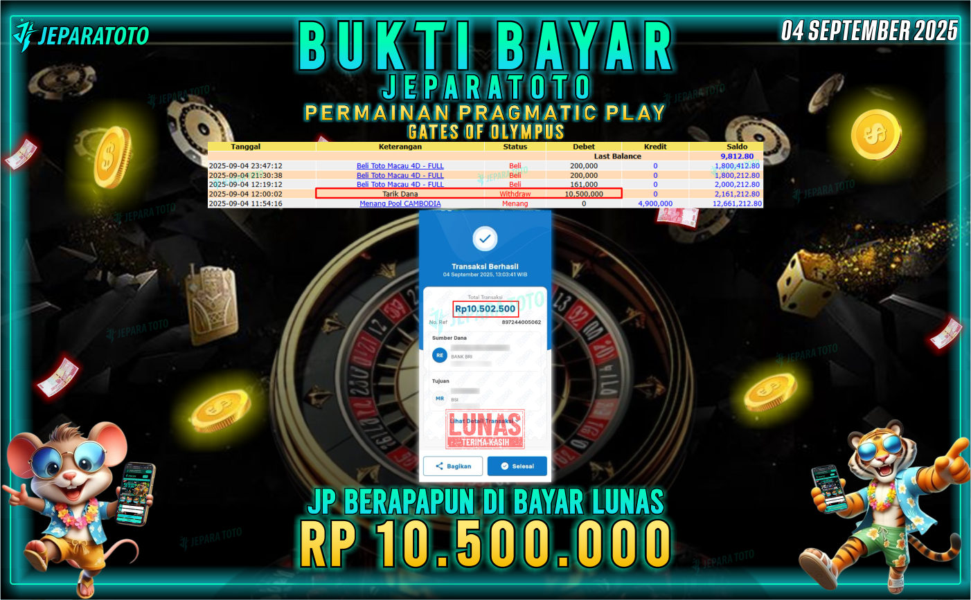 BUKTI KEMENANGAN MEMBER JEPARATOTO | GATES OF OLYMPUS
